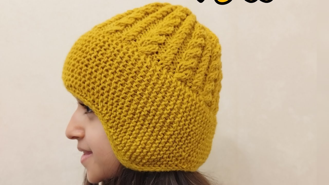 آموزش بافت کلاه گوشدار با دومیل، knitting hat