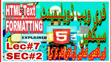 7: Web Designing Course in Urdu Hindi|| HTML TEXT Formatting With Examples