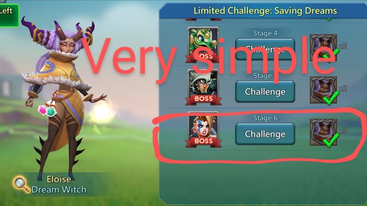 Lords mobile limited challenge saving dreams stage 6|Dream witch limited challenge stage 6 hero auto