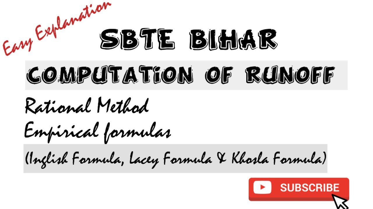 #6 Computation of Runoff | Rational Method & Empirical Formulae | WRE | SBTE Bihar