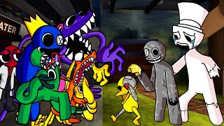 Rainbow Friends: Chapter 2 - Yellow and Cyan's Jumpscares (Original VS  Fanmade) 