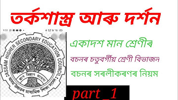 class xi logicand philosophy| 3rd chapter|বাক্যক বচনলৈ পৰিবৰ্তন|বচনৰ চতুবৰ্গীয় @jyoti classroom