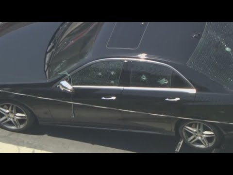Car riddled with bullet holes after South LA shooting - YouTube