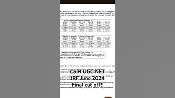 CSIR UGC NET JRF June 2024 Final cut off released!!