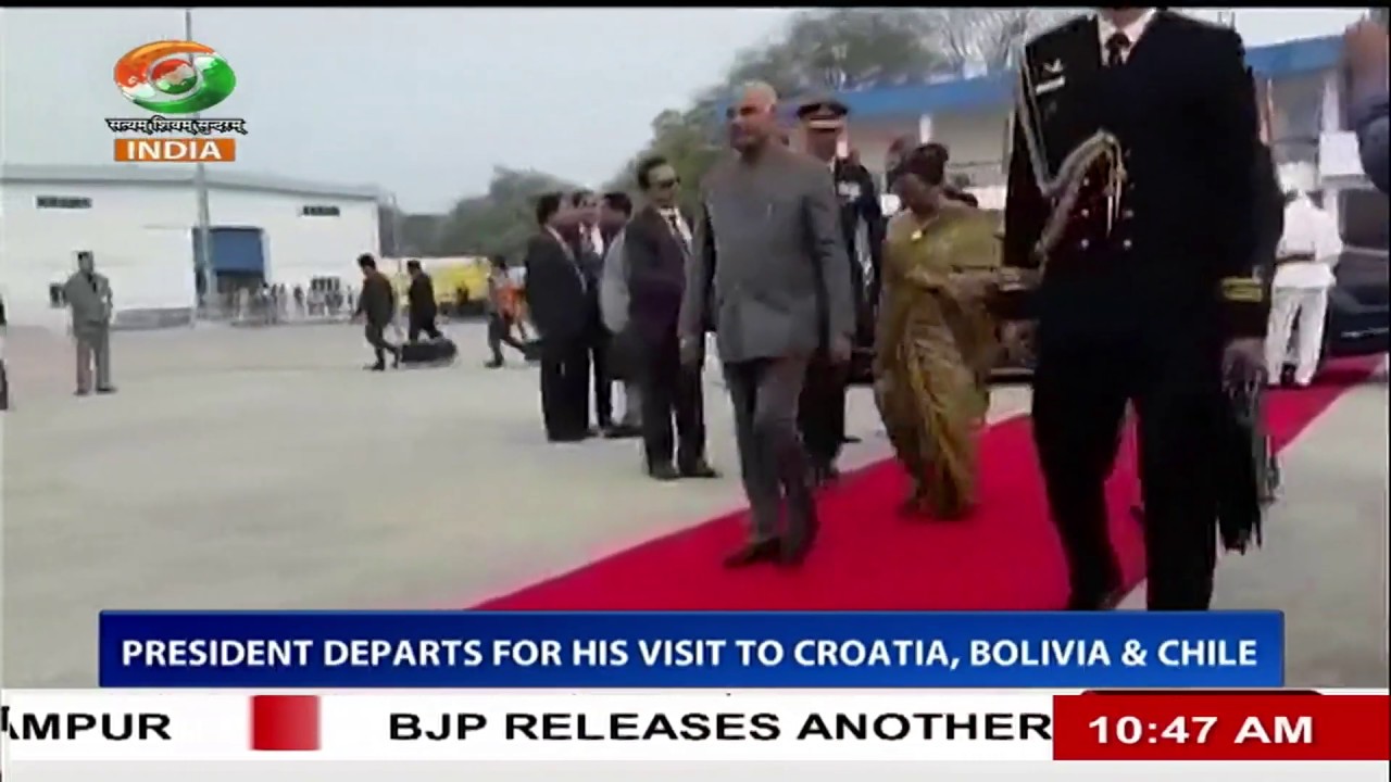 President Ram Nath Kovind embarks on state visit to Croatia, Bolivia and Chile