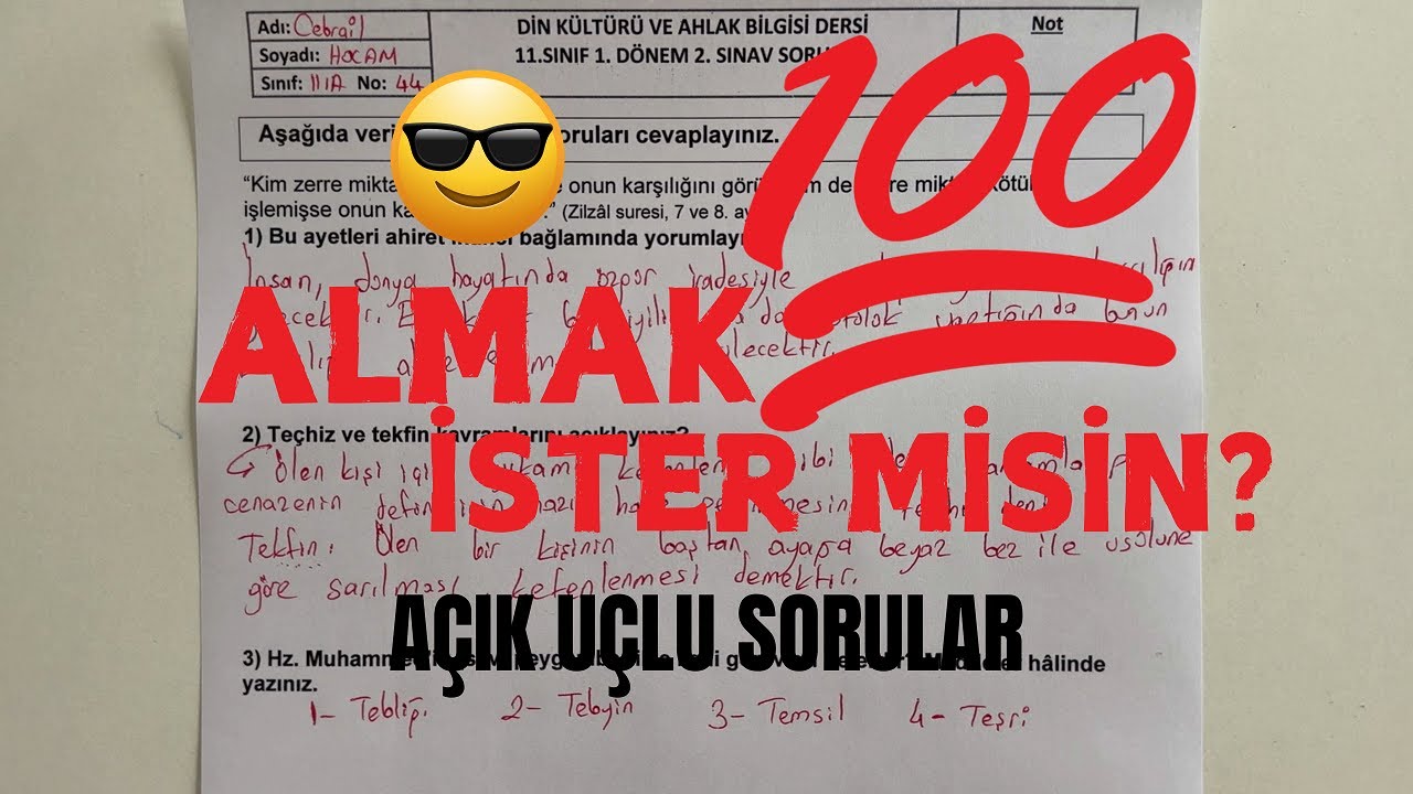 11. Sınıf Din Kültürü 1. Dönem 2. Yazılı