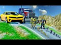 Big &amp; Small Optimus Prime vs Big &amp; Small Bumblebee vs DOWN OF DEATH BeamNG.Drive (Without McQueen)