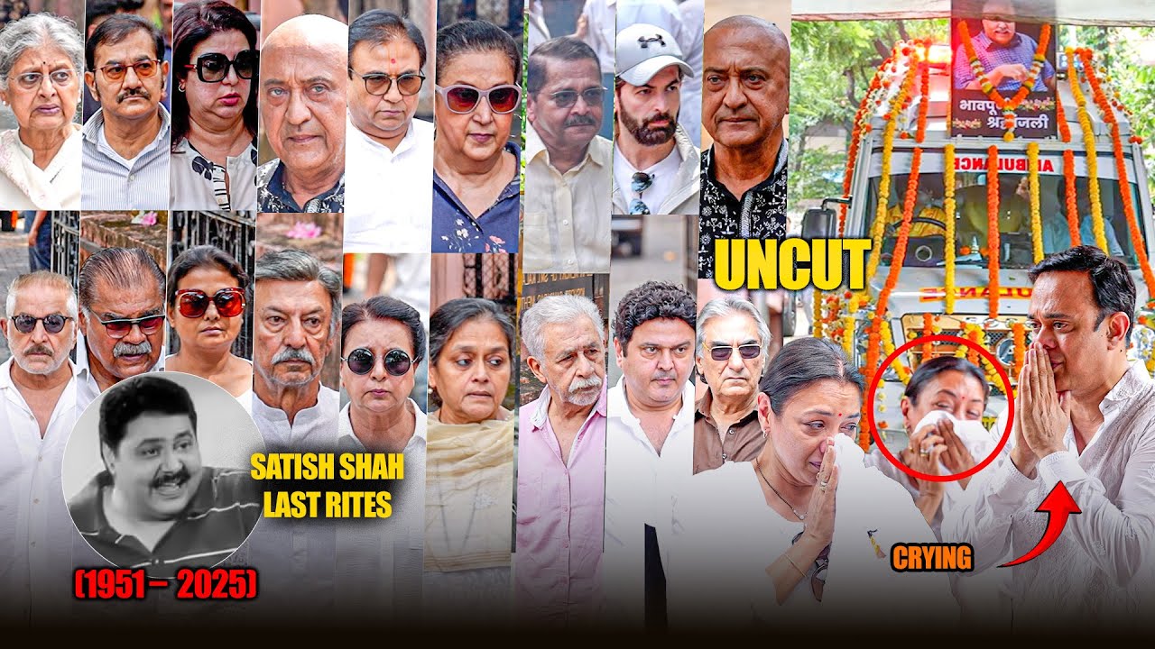 UNCUT - Satish Shah Last Rites | Rupali, Jethalal Gada, Farah Khan, Poonam, Neil Nitin Mukesh