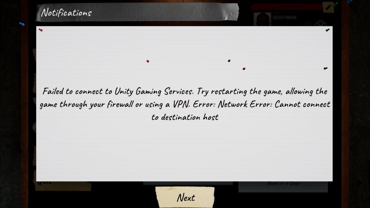 Failed to connect Unity gaming services - try restarting the game ...
