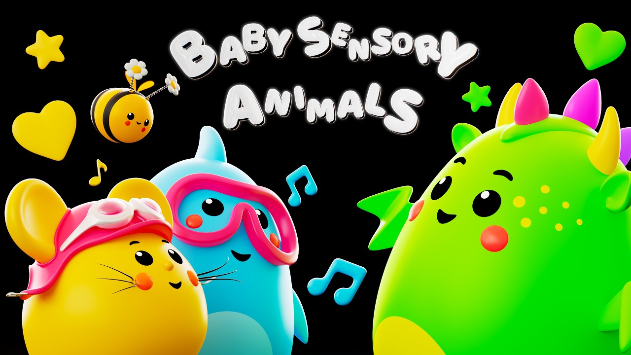 Baby Sensory Animals - Funky Animals! Fun Dance Animation with Music! Baby Sensory Video