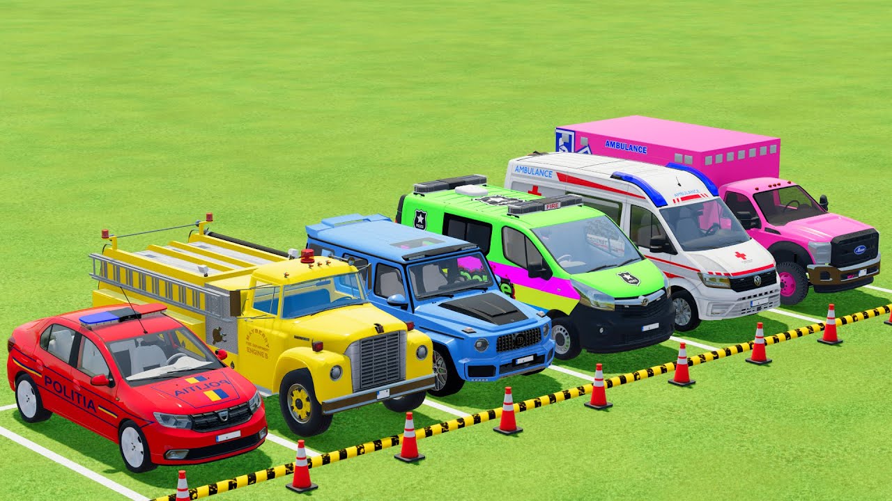 TRANSPORTING POLICE VEHICLES, AMBULANCE CAR, FIRE DEPARTMENT VEHICLES WITH SCANIA TRUCKS ! FS22 #89