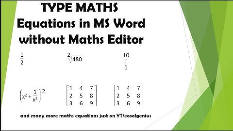 Type Maths in MS Word  Square Root