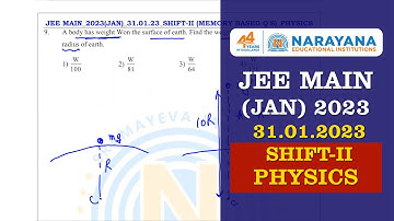 JEE MAIN (JAN 31/01/23) AN PHYSICS MEMORY BASED QUESTIONS KEY & SOLUTION EXPLANATION