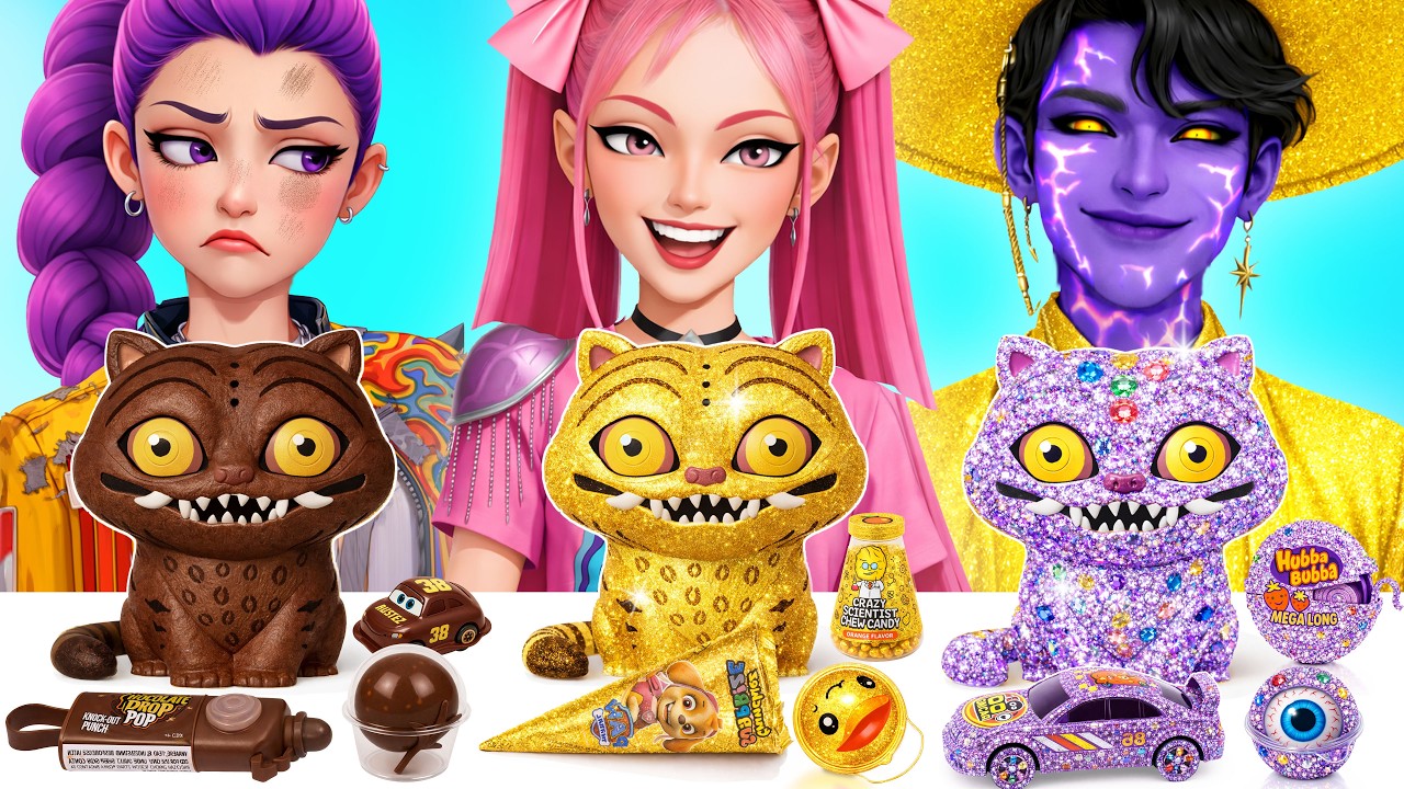 ASMR Rich vs Poor vs Giga Rich Food Challenge | ASMR MUKBANG 매운 라면 먹방 Huntrix vs Saja Boys