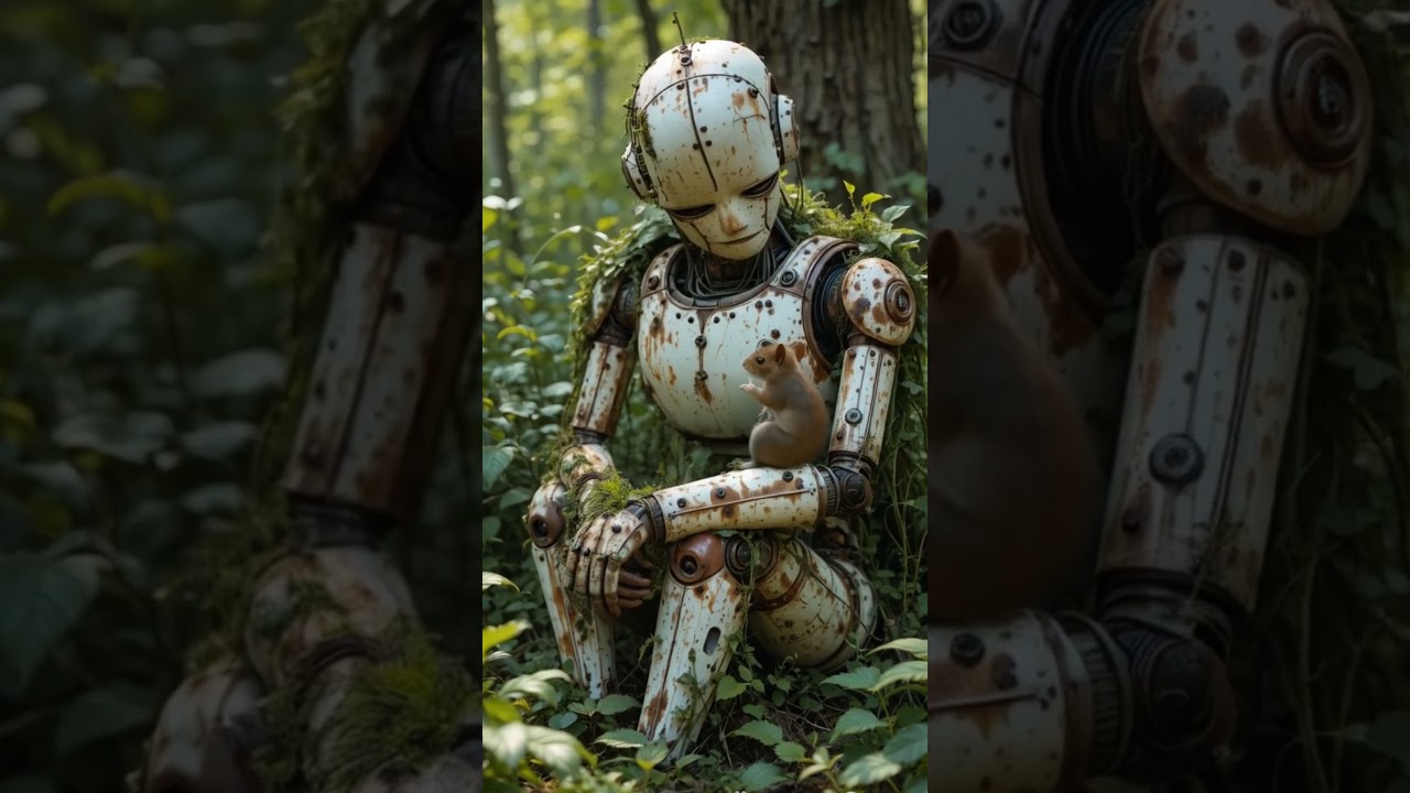 A forlorn robot, slumped in a seated position  | @InStoryTV 
