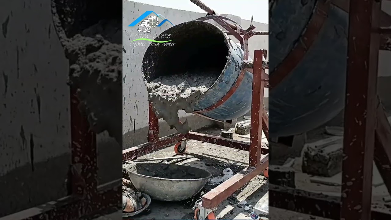 Cellular Lightweight Foam Concrete Mixing in Drum with Drill Paddle 