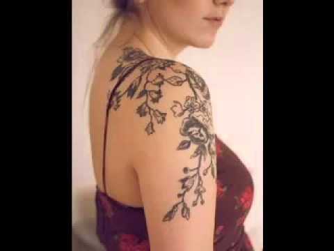 contoh gambar tatto bunga di bahu - YouTube