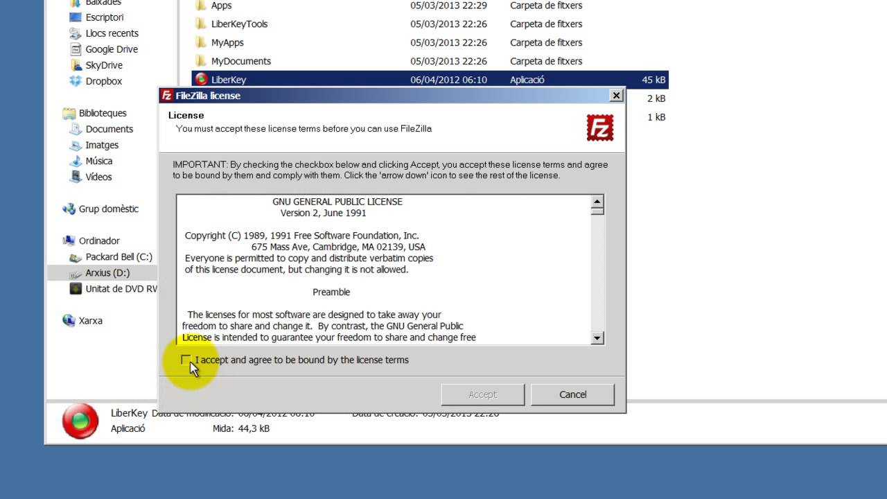 Instal·lar liberkey i programes portables.