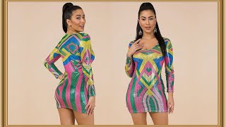 Sequin Mini Dress / Unusual patterns and colors || Relax 400