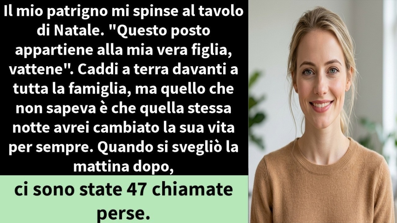 Ero a terra, davanti a 23 familiari che fingevano di non vedere nulla. Mio patrigno Frank aveva appena tirato via la sedia da sotto di me durante la cena di Natale, solo per dare il mio posto a...