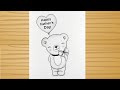 Happy Father's Day Drawing - sketch / How to draw a teddy holding heart and Wishing Father's Day