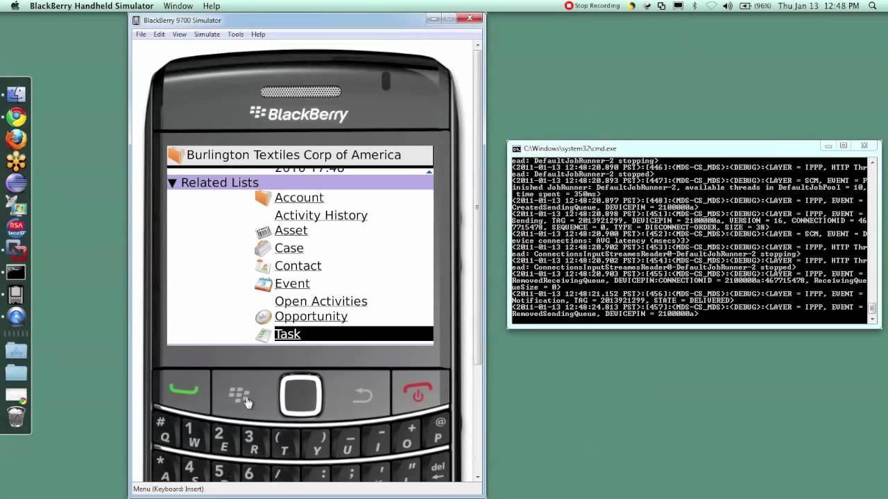 Salesforce Mobile App On Blackberry Simulator - YouTube