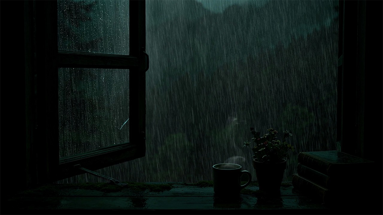 Rain and Thunder Sounds Outside the Window | Cozy Bedroom Ambience for Deep Sleep & Relaxation