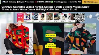 Commute Geometric Spliced Knitted Jumper Cozy Autumn Winter Fashion Casual Style