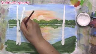 How to draw birch trees. Technique for beginners. Gouache. HobbyMarket