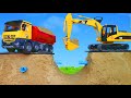 An Excavator And Truck Fix The Street Together An Excavator And Truck Fix The Street Together