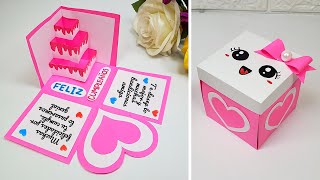 🎀🌷Linda caja-tarjeta hecha a mano🎀😍Birthday's Day Card  😘Tarjeta de cumpleaños 🌟 Box card idea