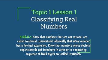 Topic 1 Lesson 1 - Classifying Real Numbers