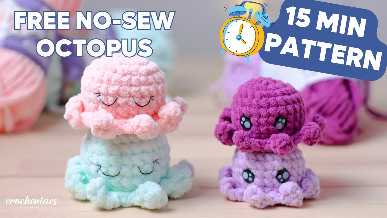 Amigurumi Crochet Kawaii Octopus  NO SEWING REQUIRED 🐙 