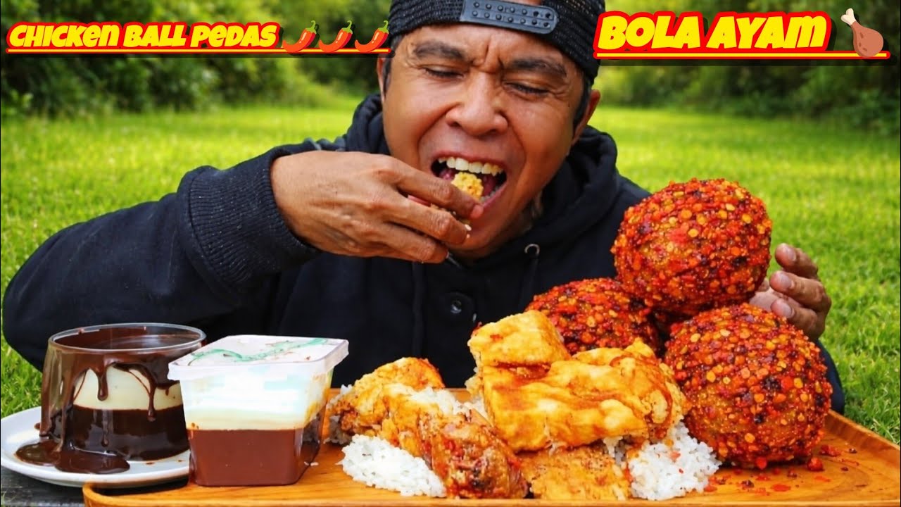 MUKBANG BOLA BOLA AYAM CRISPY PEDAS MANTAP 