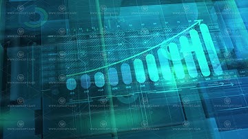 An array of abstract infographics with a growth graph in the center.