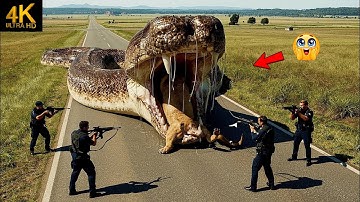 Horrifying Rescue Struggle: Giant Python Squeezes Lion Until Heroes Appear!