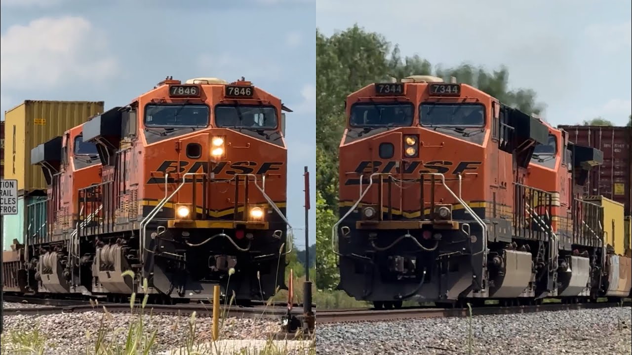 Fast 2x2 BNSF Stack train heading east! BNSF Transcon: Marceline sub..8/4/25