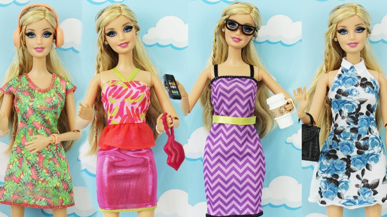 Barbie fazendo compras em roupas modernas e modernas