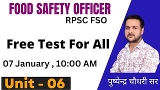 Free Test Paper on App || For Food safety officer students || Unit - 06 Test -01 || 07 January 10 AM screenshot 1