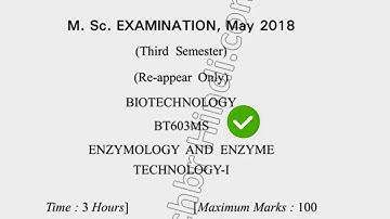 May 2018 Dcrust MSc Biotechnology 3rd Sem Enzymology & Enzyme Technology Question Paper