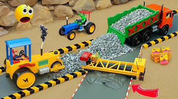 DIY Mini Tractor Road Roller – Building a Bricks & Concrete Road for Science Project@DIYMachinery