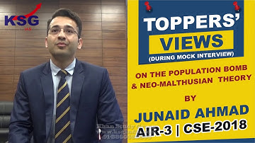 Junaid Ahmad, AIR 3 CSE 18, Population Bomb and Neo Malthusian Theory, Toppers