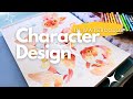 Watercolor painting art vlog and step by step illustration tutorial for character designs