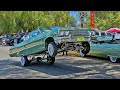 RAG TOP CHEVY IMPALA LOWRIDERS Hoppin&#39; in the Park! Classic Car Club Picnic in Long Beach California
