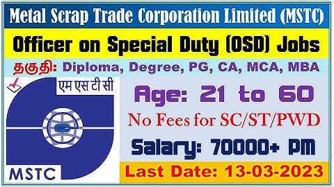 MSTC Recruitment 2023 Job Notification for Various 62 Posts, Apply Online