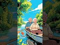 The old man and woman are rowing the boat #trending #shortvideo #anime 🛶