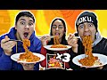 On tente le spicy noodles challenge avec notre soeur  