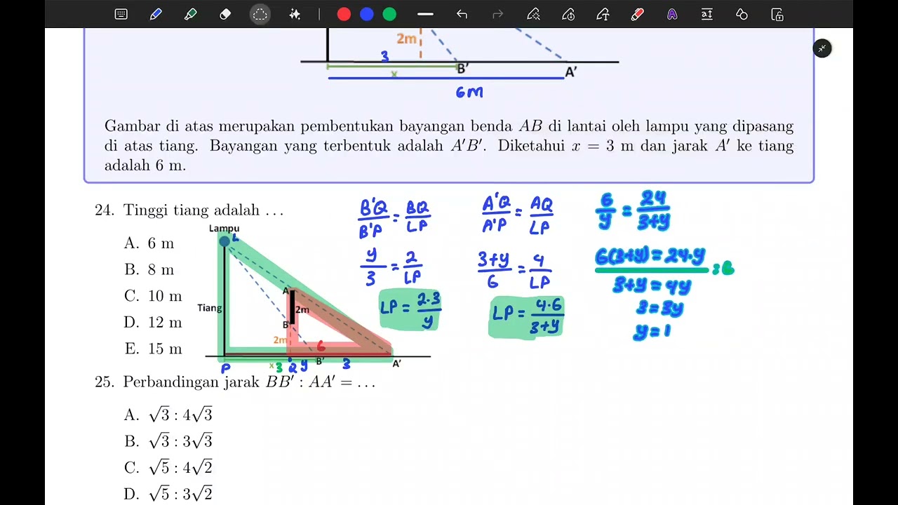 Geometri Bidang Datar, Bayangan Benda Oleh Lampu | Soal Asli Penalaran Matematika UTBK 2024