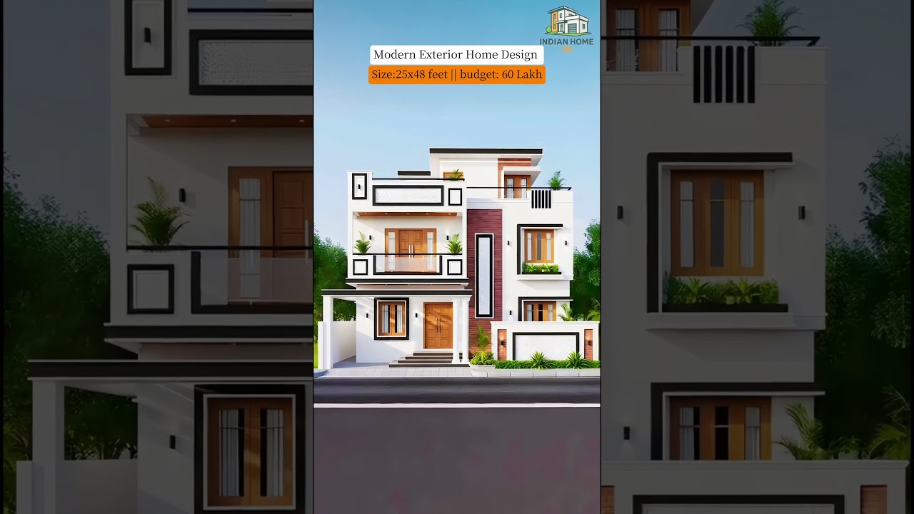 🏠 Modern Two Storey House Design | 25x48 Feet Home Front Elevation | Budget 60 Lakh | Indian Home 3D