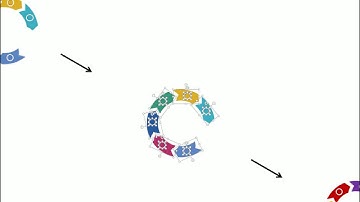 six staged arrow circle diagram flat powerpoint design